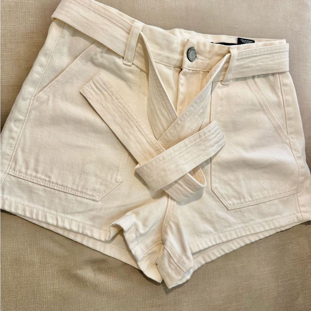 Blank NYC Cream High Waist Shorts